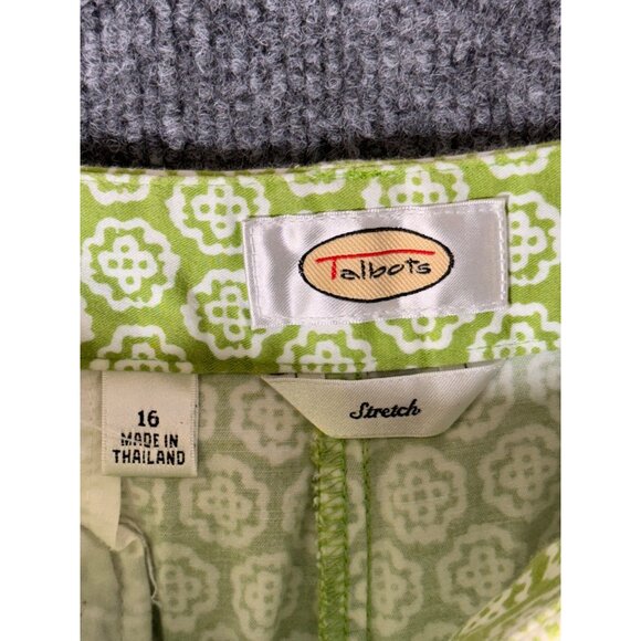 Talbots womens size 16 green and white stretch capri ankle trousers pant - Picture 3 of 16